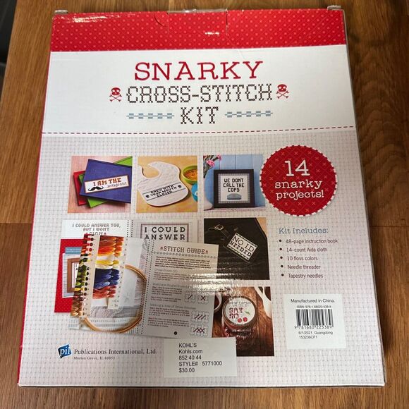 Snarky Cross Stitch Box Kit Gift Set 14 Patterns Projects Instructions New - Picture 4 of 5
